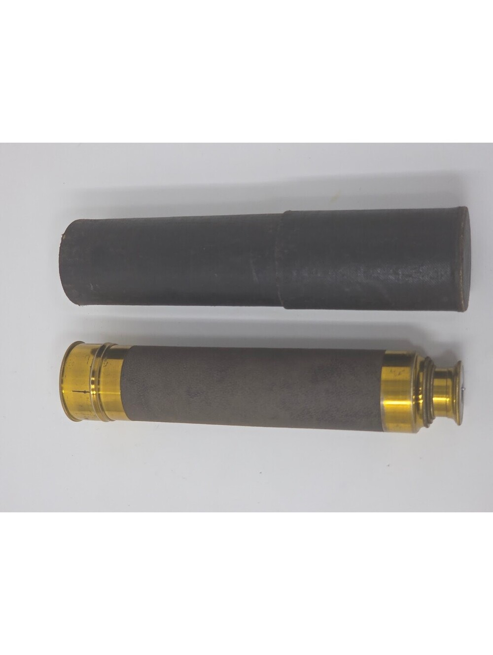 19th Century Antique Brass Spyglass Extendable Telescope Leather Case RARE